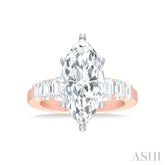 1 1/4 ctw Marquise Shape Emerald and Round Cut Diamond Semi Mount Engagement Ring in 14K Rose and White Gold